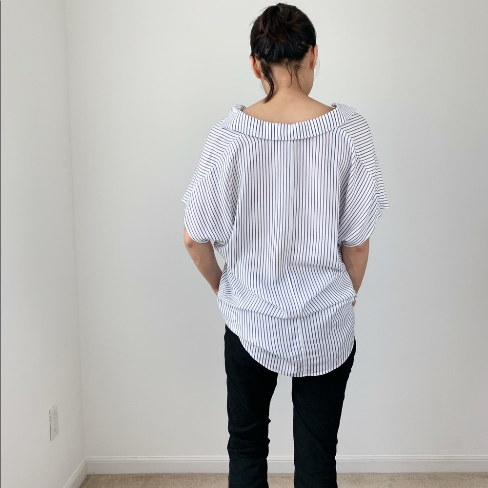 Ultra soft  stripes blouse top with collar - Picture 5 of 8